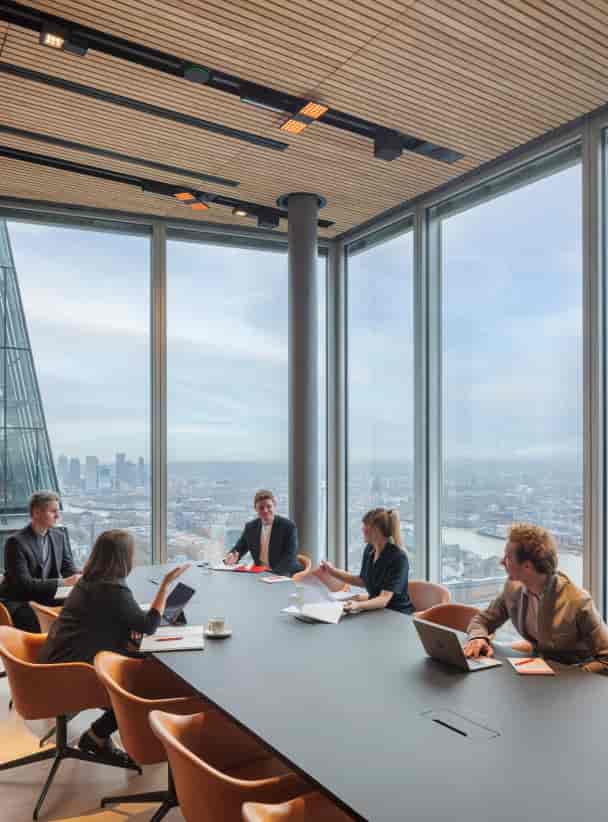 8 Bishopsgate executive board meeting, London cityscape, corporate events