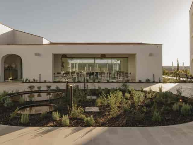 Cafe Central Terrace at Viceroy Ombria: minimalist venue for corporate retreats and luxury weddings.