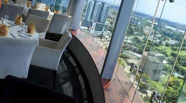 Akemi Revolving Restaurant panoramic city views for upscale private dining or business meetings.