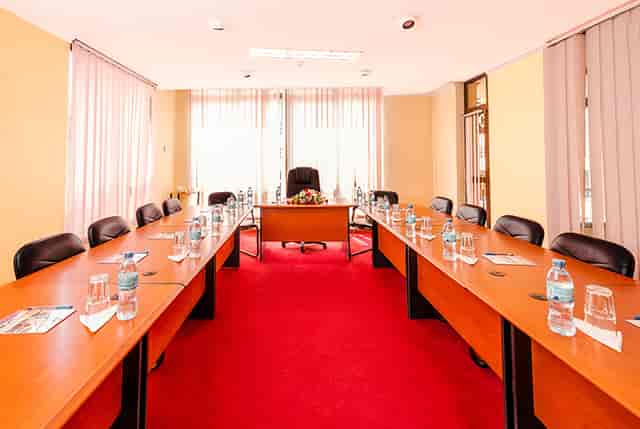 U-shape boardroom at Hifadhi Hotel, perfect for formal executive meetings and corporate events.