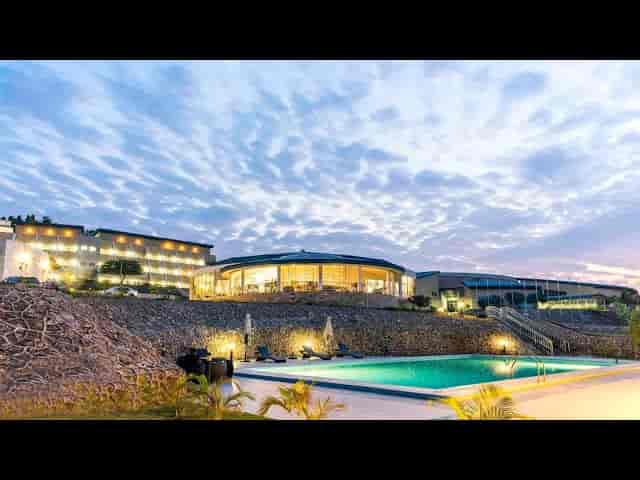 Circular venue and pool deck at APC Hotel for outdoor corporate events and wedding receptions.
