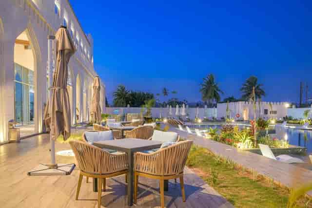 Outdoor breakout space at Golden Tulip Zanzibar Resort for luxury networking and cocktail events.