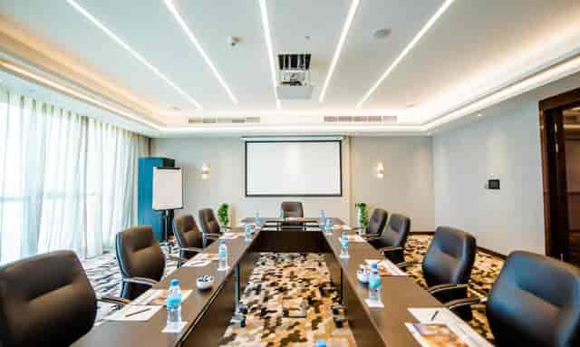 U-shaped boardroom at Lark Hotel for professional corporate meetings and executive sessions.