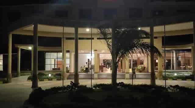 Nashera Hotels Dodoma conference hall exterior: grand columned entrance for corporate events.