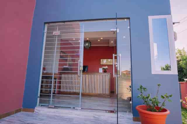 Boutique hotel bar entrance for private meetings or intimate consultations.
