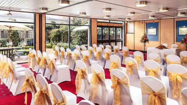 Mercure Norwich hotel conference room with garden views for weddings and corporate events.