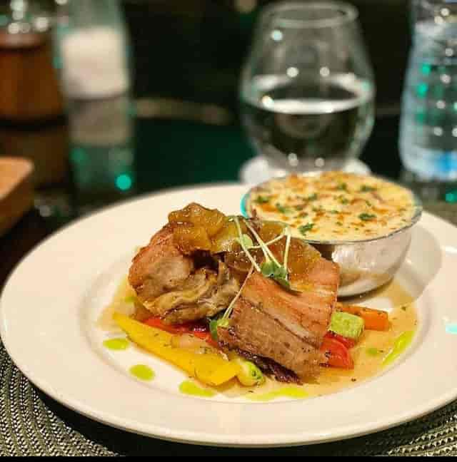 Gourmet corporate dinner at Noir Lagos, elegant protein plating for gala or boardroom events.