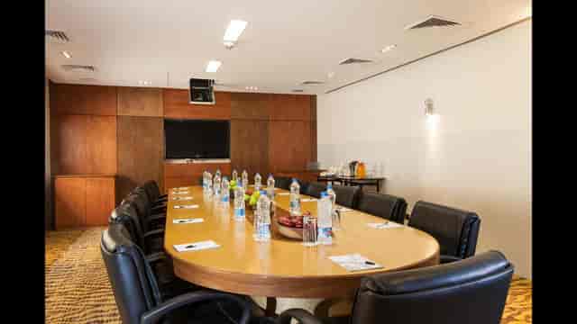 Boardroom setup at Eko Hotel Grand Ball Room for corporate meetings and professional events.