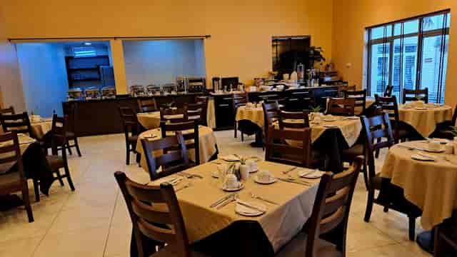Boardroom buffet setup at Amber Residence GRA Ikeja for professional events and corporate meetings.