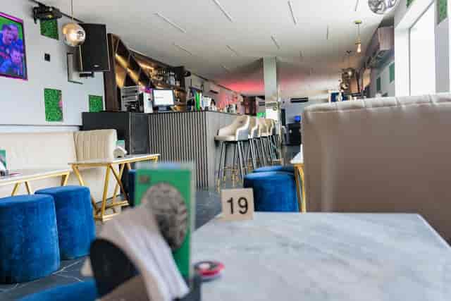 Modern lounge at The Loft Ikoyi with modular seating, perfect for networking and mixer events.
