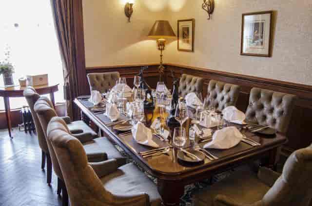 Private dining room at One Square Bar & Brasserie for executive meetings and VIP luncheons.