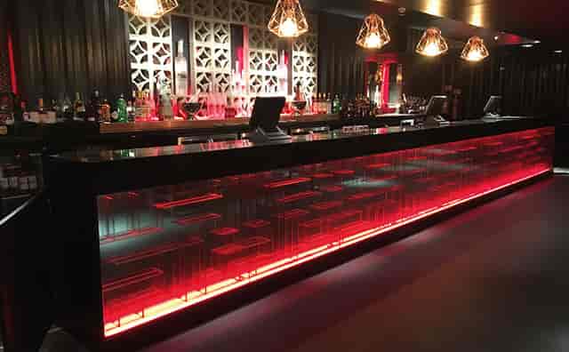 Shanghai Nightclub bar with LED lighting for corporate events and networking receptions.