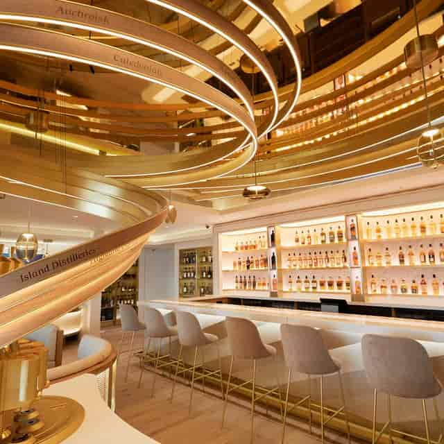 Blue Label Room at Johnnie Walker: upscale lounge for sophisticated client receptions and events.