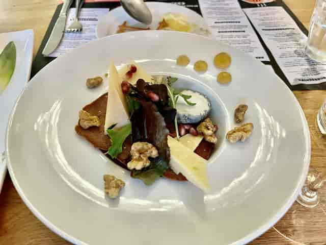 Plated gourmet meal at BIRD Rotterdam jazz club for business lunch and reception.