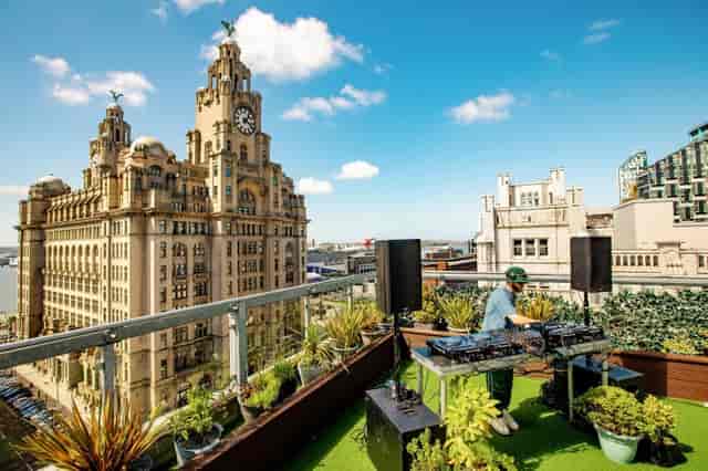 Rooftop DJ setup at Oh Me Oh My garden, perfect for corporate events and brand activations.