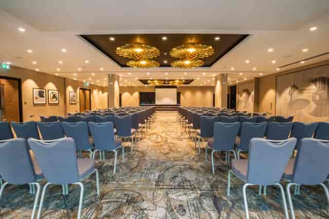 Theater-style meeting room at DoubleTree Woking for corporate presentations and workshops.