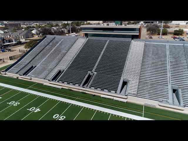 Pennington Field football stadium with tiered seating for outdoor event production and festivals.