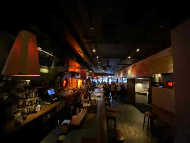Industrial Long Room Chicago coffeehouse bar for networking and cocktail events.