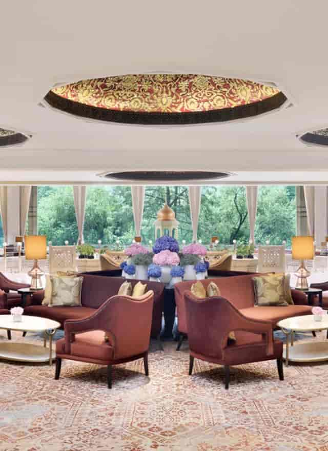 Luxury hotel lounge at Kamal Bagh, Taj Mahal, ideal for executive networking and cocktail events.