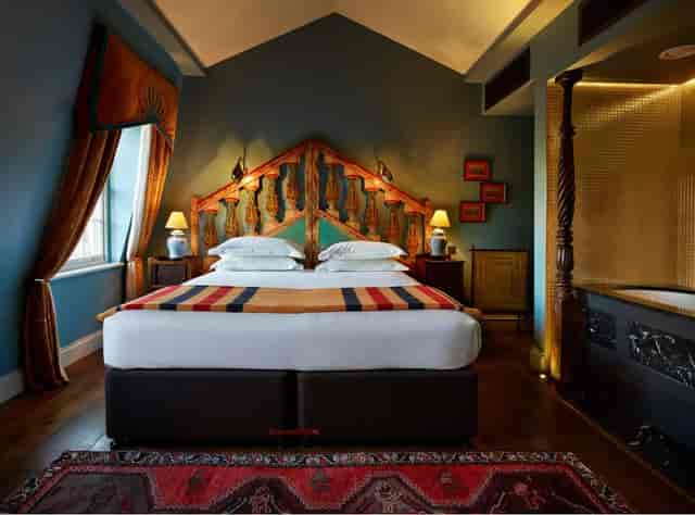 Stylish hotel room at The Zetter Clerkenwell, ideal for relaxing after events.