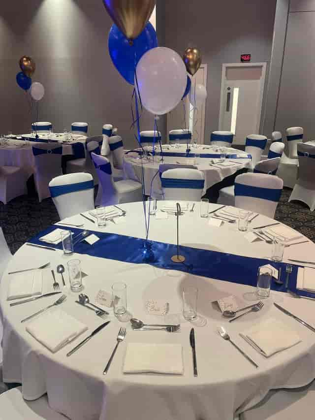 Azzurro Ballroom in Radisson Blu, elegant banquet setup for celebrations and corporate events.