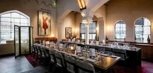 Elegant dining setup at Meister Bar, ideal for corporate dinners and intimate gatherings.