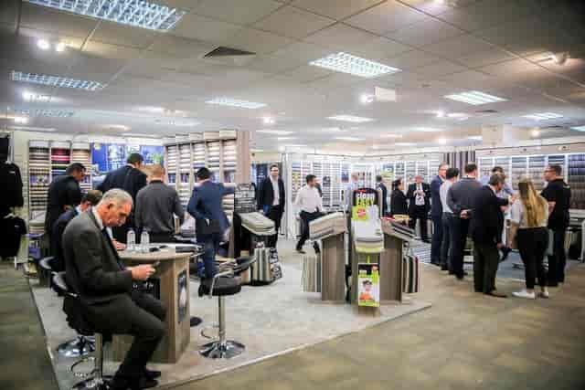 Trade show floor with modular displays at Cranmore Park for B2B networking and corporate events.