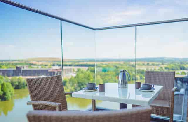 Sky Bar breakout space with panoramic views for executive meetings and high-stakes negotiations.