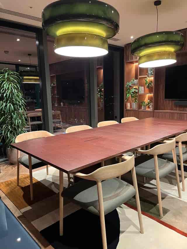Eighteen Club boardroom with wood accents for executive meetings and strategy sessions.