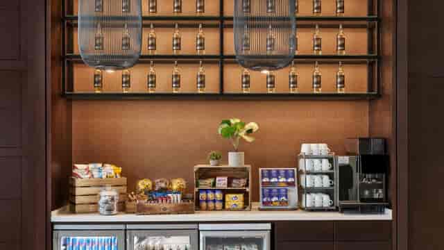 Self-service snack station at Residence Inn Munich Central for business meetings and conferences.