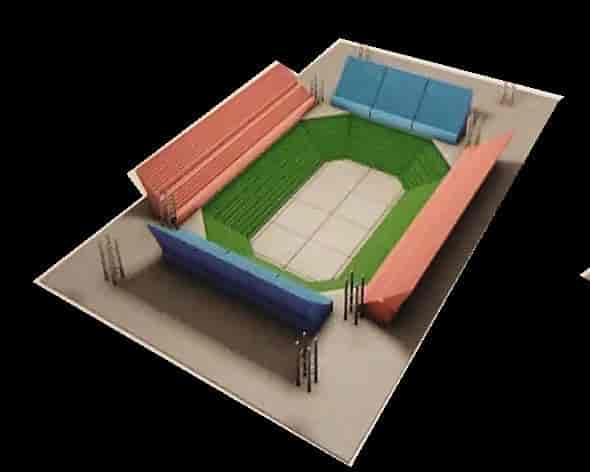 SAP Garden press conference floor plan with modular arena seating for event capacity management.