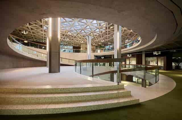Grand Hall at Mix Brussels: multi-level atrium for corporate event and cocktail reception venue.