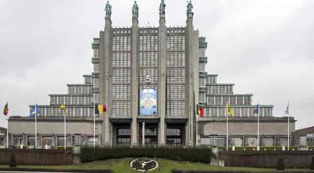 Art Deco facade of Palais 5 Brussels Expo for large-scale trade shows and professional congresses.