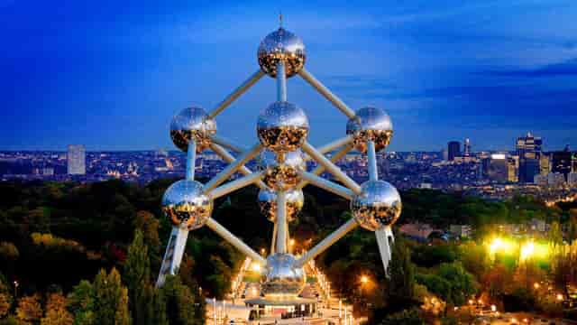 Observation deck at Brussels' iconic Atomium venue for corporate events and evening receptions.