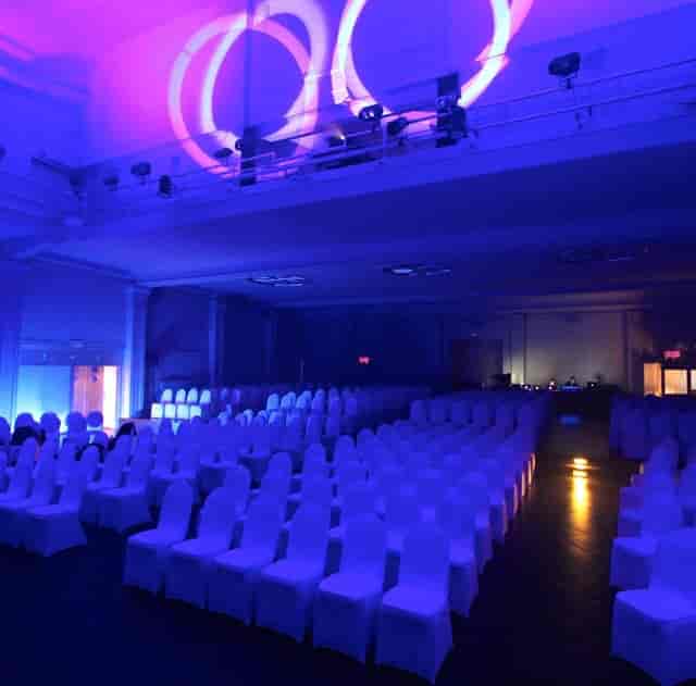 Chaplin Auditorium, Albert Hall: blue-lit theater setup for professional corporate events.