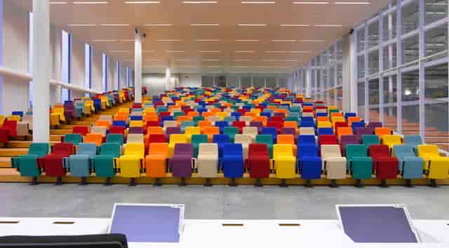BEL auditorium with tiered seating for academic conferences and tech-focused keynote events.