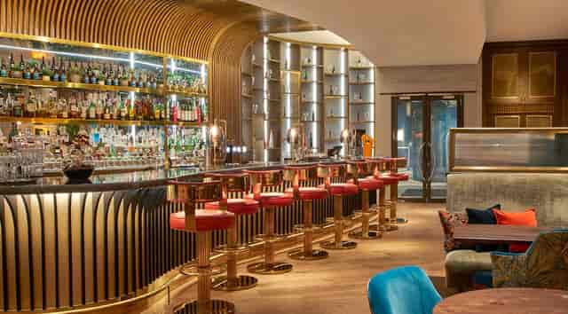 Sofitel Brussels Europe Lobby bar with sleek seating for upscale networking and cocktail events.