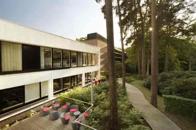 Modern Argan breakout room at Dolce La Hulpe Brussels with forest terrace for corporate offsites.