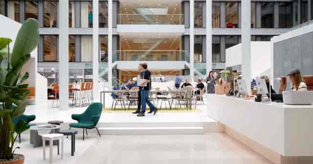 Spaces Manhattan Center atrium, multi-level design for corporate networking and business events.