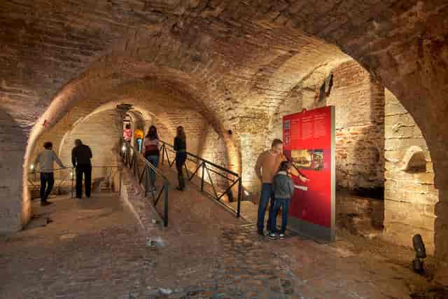 Historic Coudenberg Palace lapidary: atmospheric venue for VIP tours and private receptions.