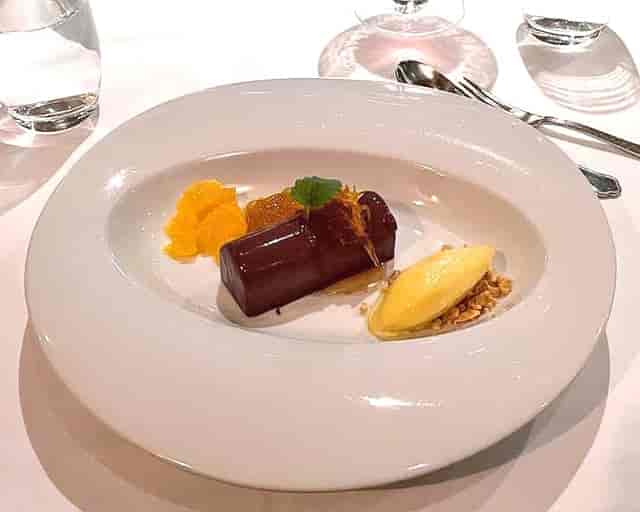 High-end plated dessert for formal gala dinner or luxury banquet hospitality.