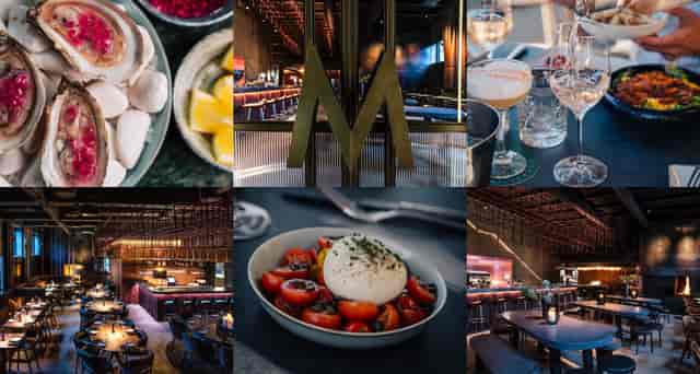 Modern Oslo restaurant interior for corporate receptions and networking dinner events.