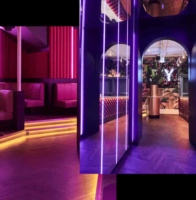 IVY in byOSLO: Trendy lounge venue with neon lighting for networking and VIP events.