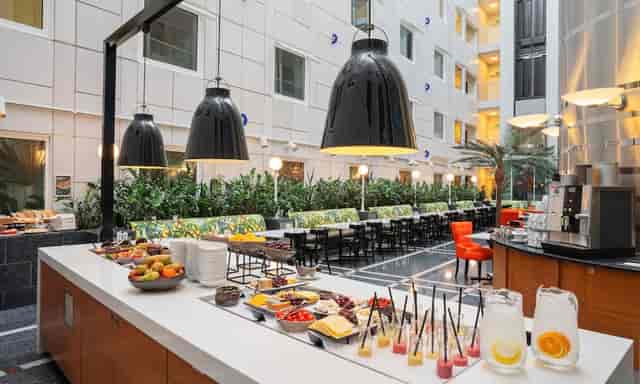 Thon Hotel Cecil atrium breakfast buffet for conference catering and corporate events.