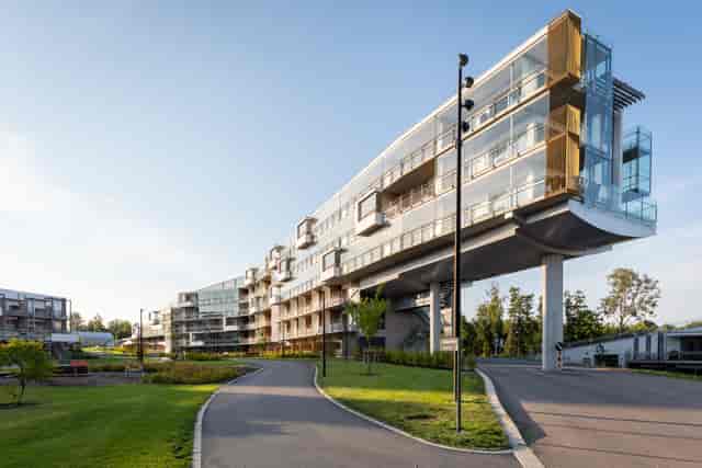 Modern House of Oslo convention center with outdoor courtyard for corporate retreats and workshops.