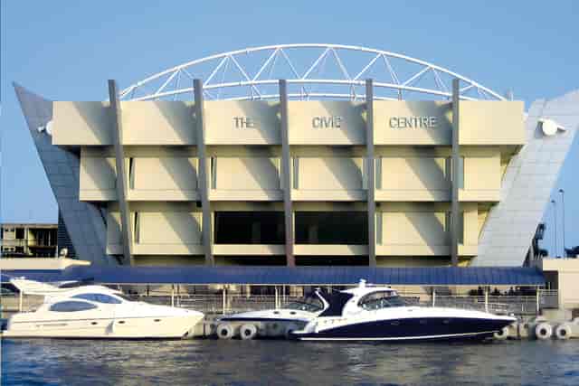 Waterfront meeting rooms at The Civic Centre with iconic architecture for corporate events.