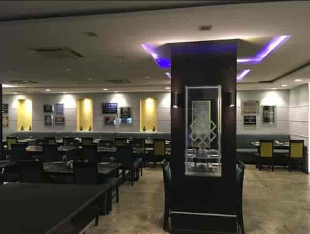 Contemporary restaurant dining room for corporate dinners and professional events.