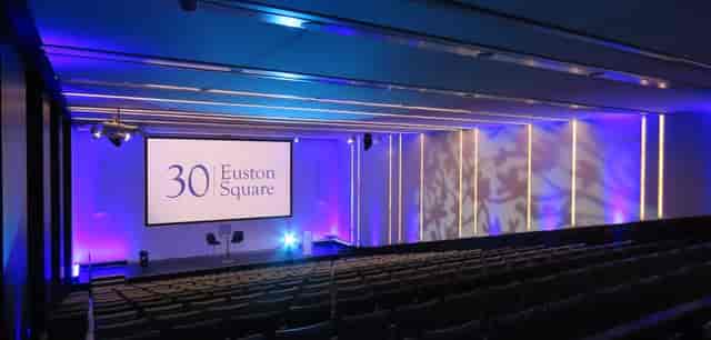Sleek exhibition space at 30 Euston Square, ideal for corporate events and presentations.