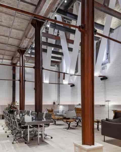 Ottilia Hall industrial-chic venue with exposed beams for upscale dinner and boutique events.