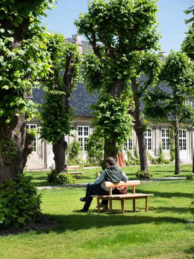 Museum garden at Designmuseum Danmark: serene breakout space for corporate wellness and networking.